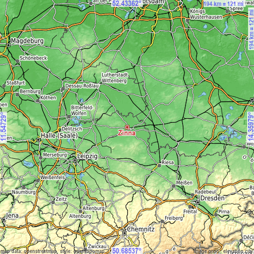 Topographic map of Zinna