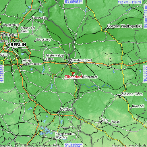 Topographic map of Ziltendorf