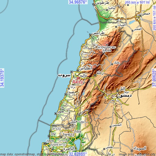 Topographic map of Aaley