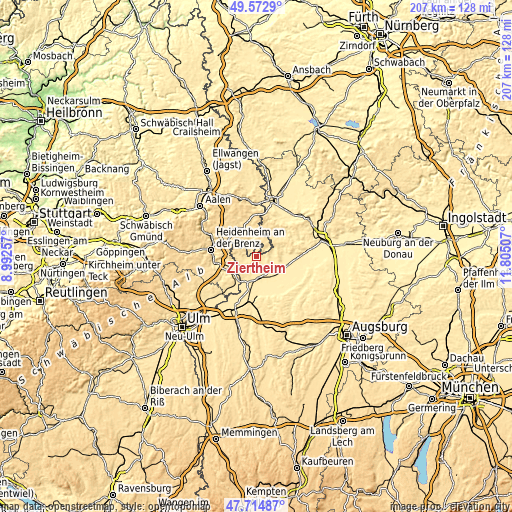 Topographic map of Ziertheim