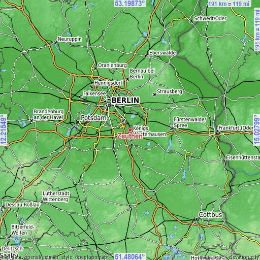 Topographic map of Zeuthen