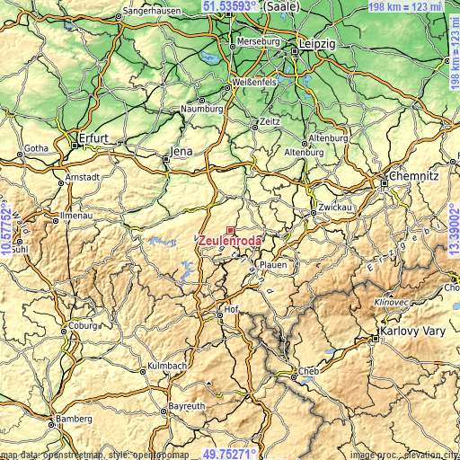 Topographic map of Zeulenroda