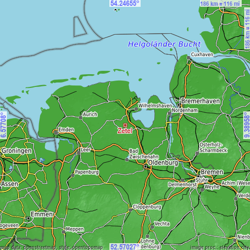 Topographic map of Zetel
