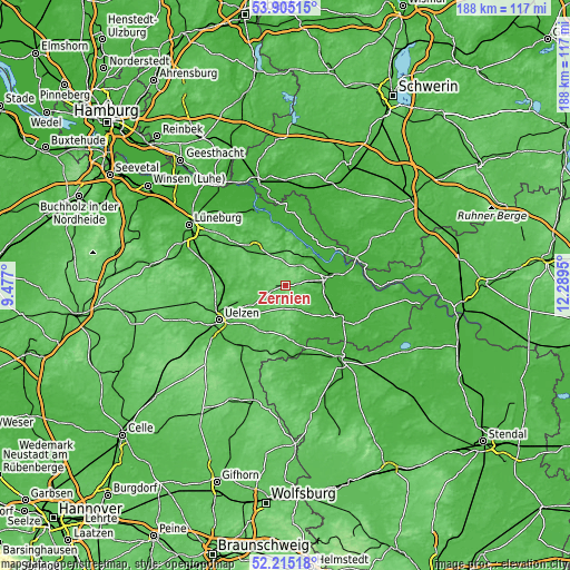 Topographic map of Zernien