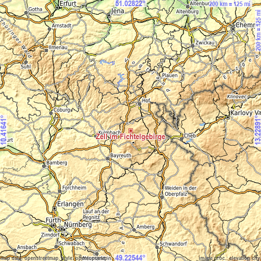 Topographic map of Zell im Fichtelgebirge