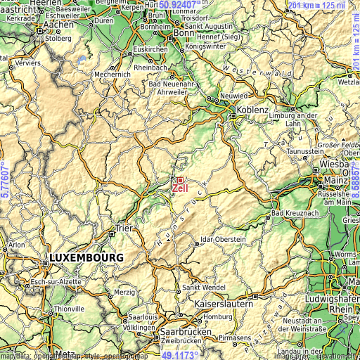 Topographic map of Zell