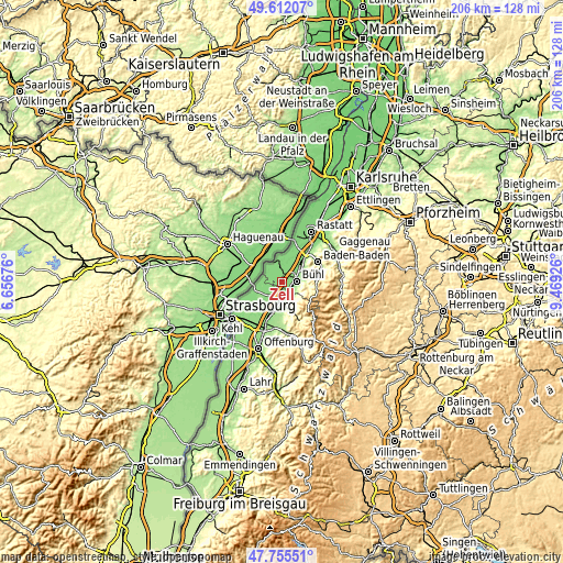 Topographic map of Zell