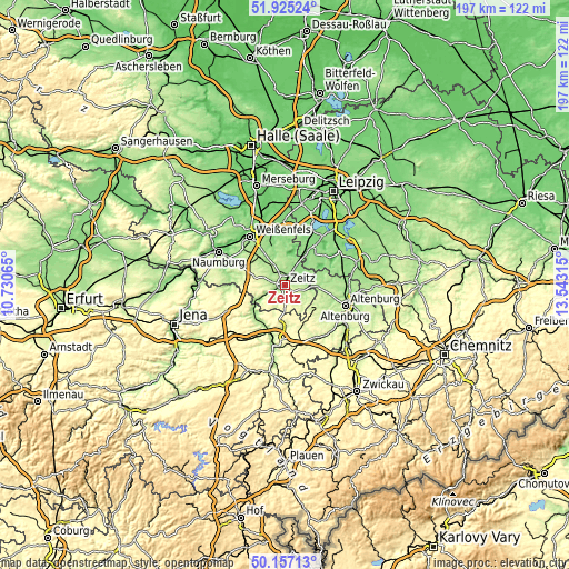 Topographic map of Zeitz