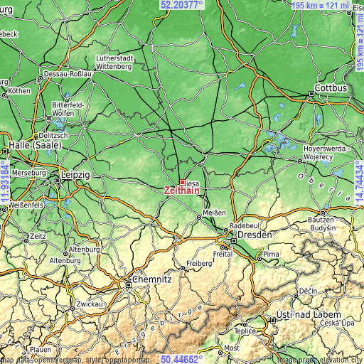 Topographic map of Zeithain