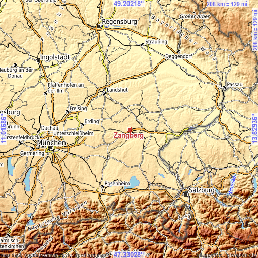 Topographic map of Zangberg