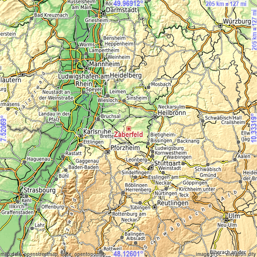 Topographic map of Zaberfeld