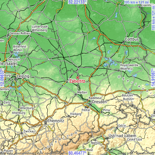 Topographic map of Zabeltitz