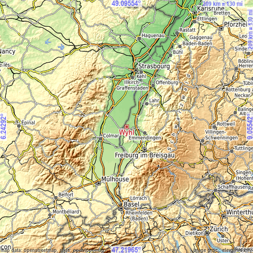 Topographic map of Wyhl