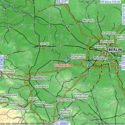 Topographic map of Wusterwitz