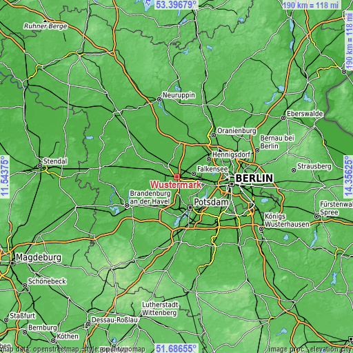 Topographic map of Wustermark