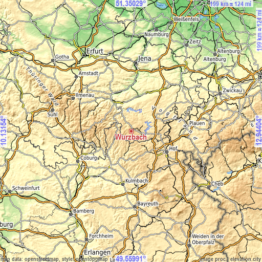 Topographic map of Wurzbach