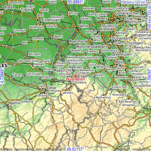 Topographic map of Würselen