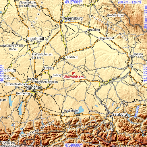 Topographic map of Wurmsham