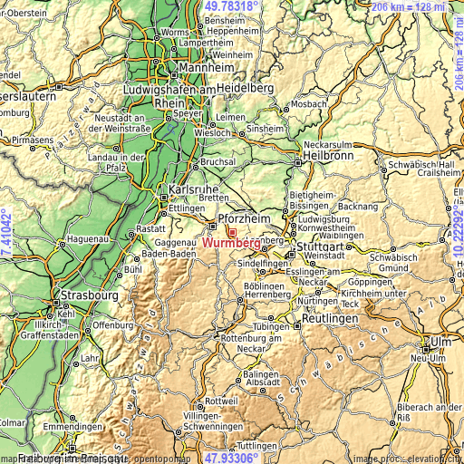 Topographic map of Wurmberg