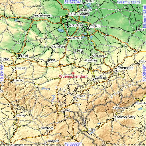 Topographic map of Wünschendorf