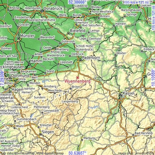 Topographic map of Wünnenberg