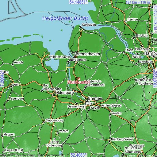Topographic map of Wulsbüttel