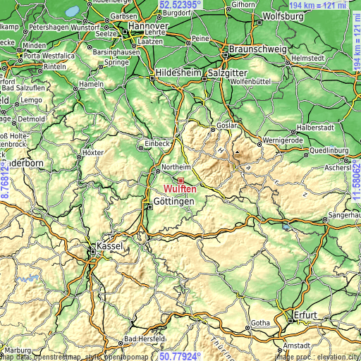 Topographic map of Wulften