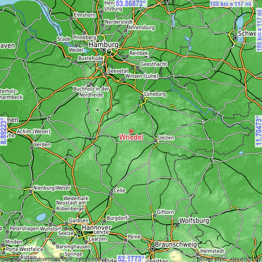 Topographic map of Wriedel