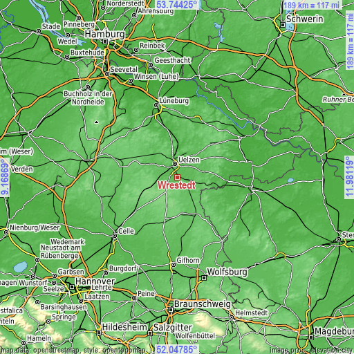 Topographic map of Wrestedt