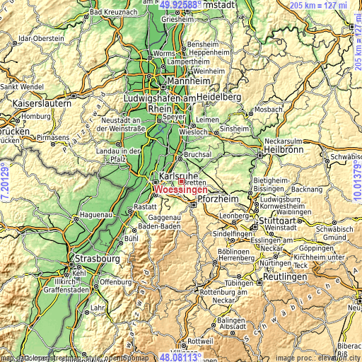 Topographic map of Wössingen