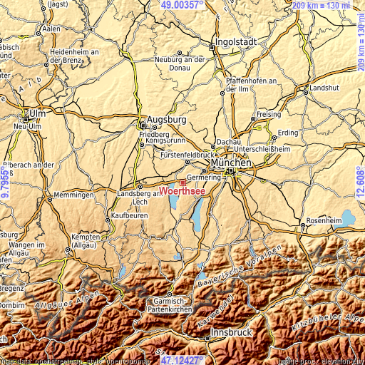 Topographic map of Wörthsee