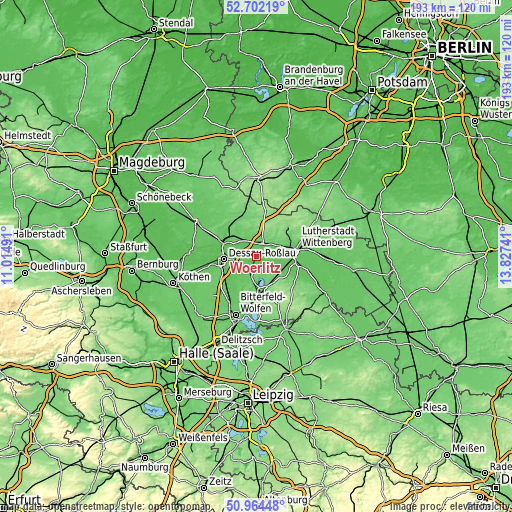 Topographic map of Wörlitz