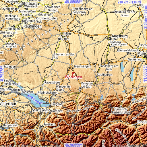 Topographic map of Woringen