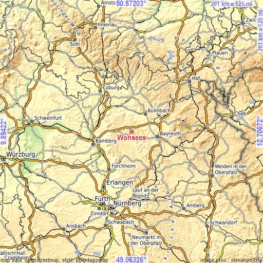 Topographic map of Wonsees
