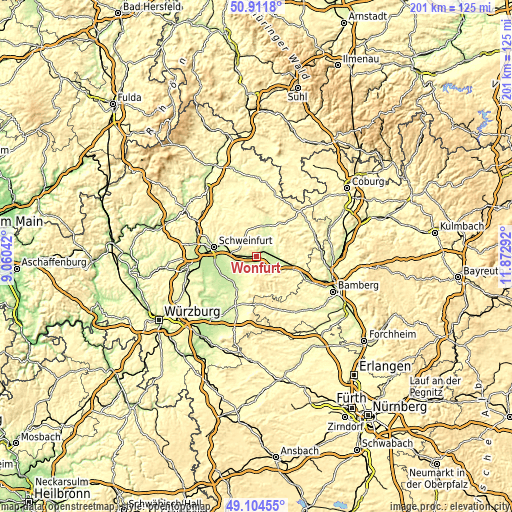 Topographic map of Wonfurt