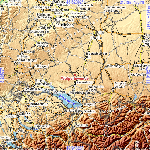 Topographic map of Wolpertswende