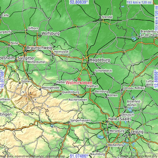 Topographic map of Wolmirsleben