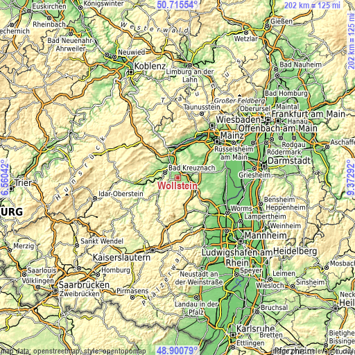 Topographic map of Wöllstein