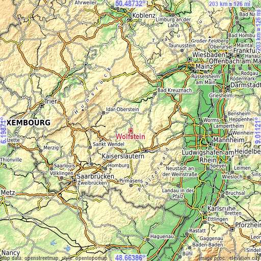 Topographic map of Wolfstein