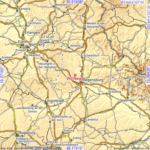 Topographic map of Wolfsegg