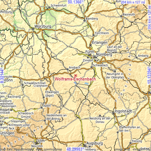 Topographic map of Wolframs-Eschenbach