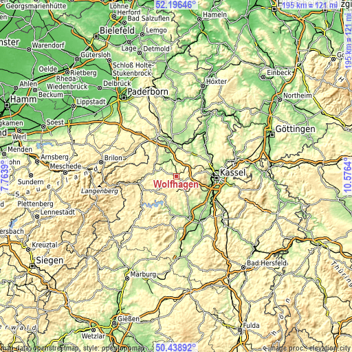 Topographic map of Wolfhagen