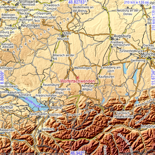 Topographic map of Wolfertschwenden