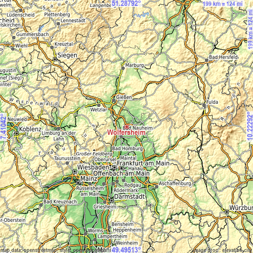 Topographic map of Wölfersheim