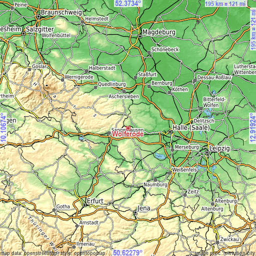 Topographic map of Wolferode