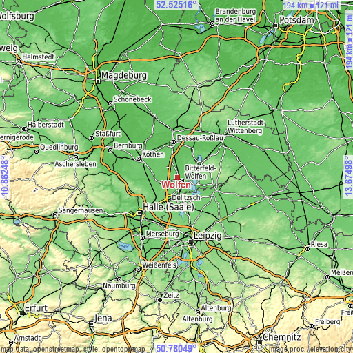 Topographic map of Wolfen