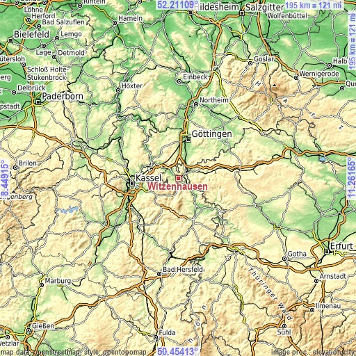 Topographic map of Witzenhausen