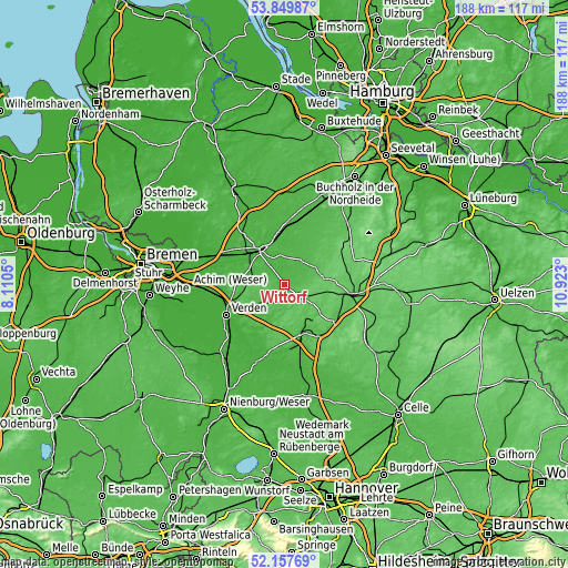 Topographic map of Wittorf