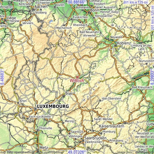 Topographic map of Wittlich