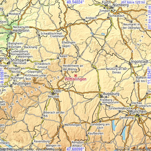 Topographic map of Wittislingen